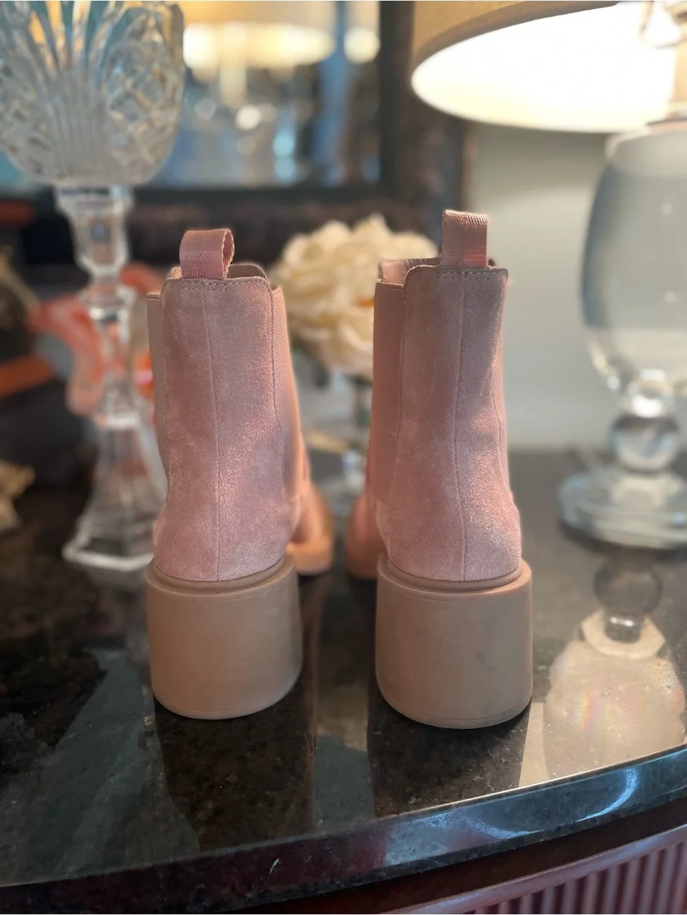 DOLCE VITA Gage Blush Beige Suede Block Heel Platform Boot Size 7